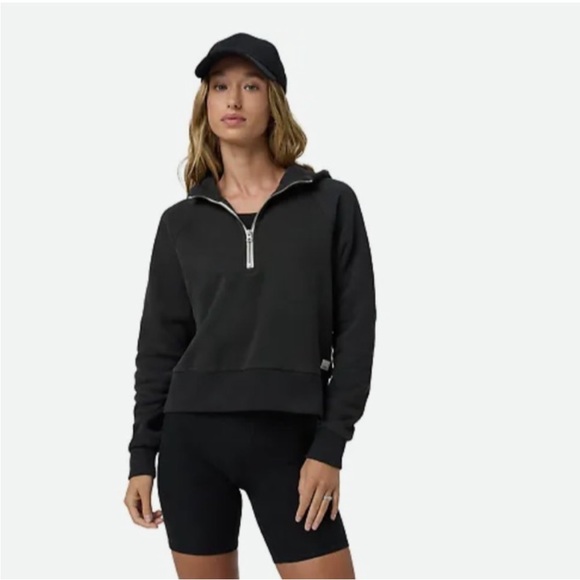 Vuori Restore 1/2 Half Zip Hoodie in Washed Black - Picture 1 of 8